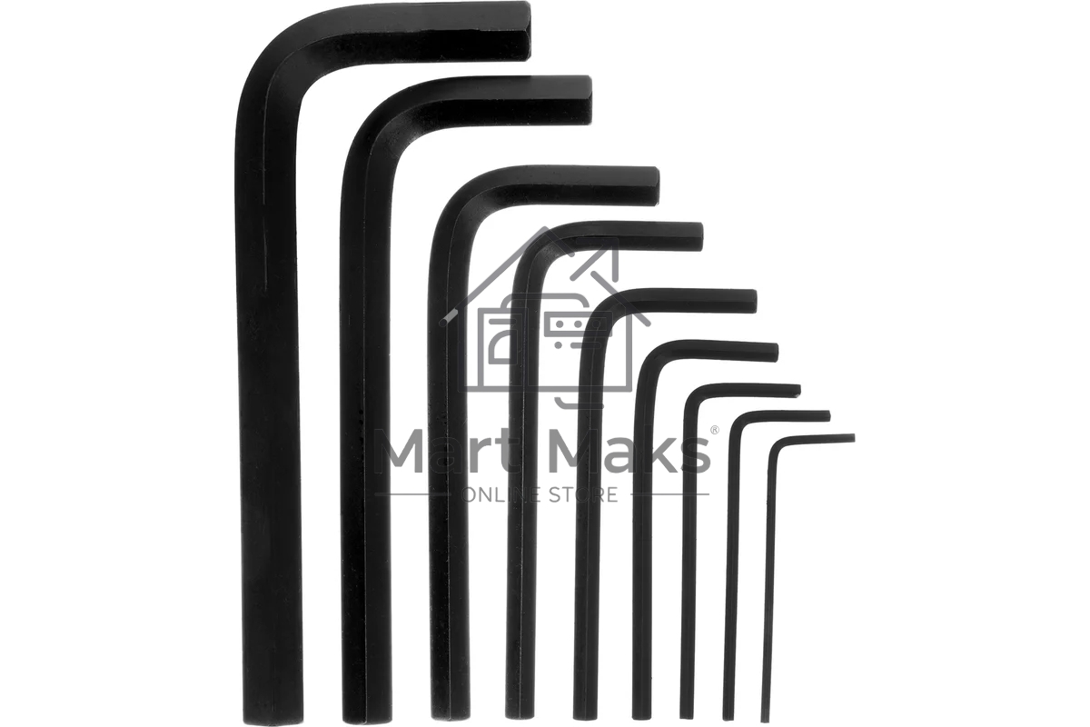 Набор ключей имбусовых Matrix 11222 hex 2.0–12мм crv 9 шт, оксидированные