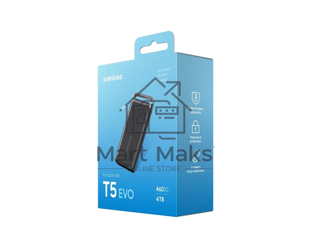 Внешний накопитель SSD Samsung T5 EVO External 4Tb (1024GB) BLACK USB 3.2 (MU-PH4T0S/WW) 1year