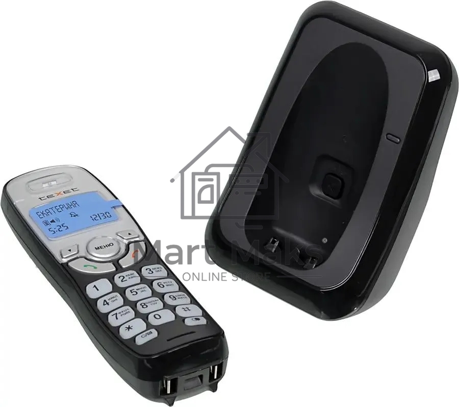 Радиотелефон teXet TX-D6905A черный (громкая связь,телефонная книга на 50 имен и номеров, определитель номера, будильник)