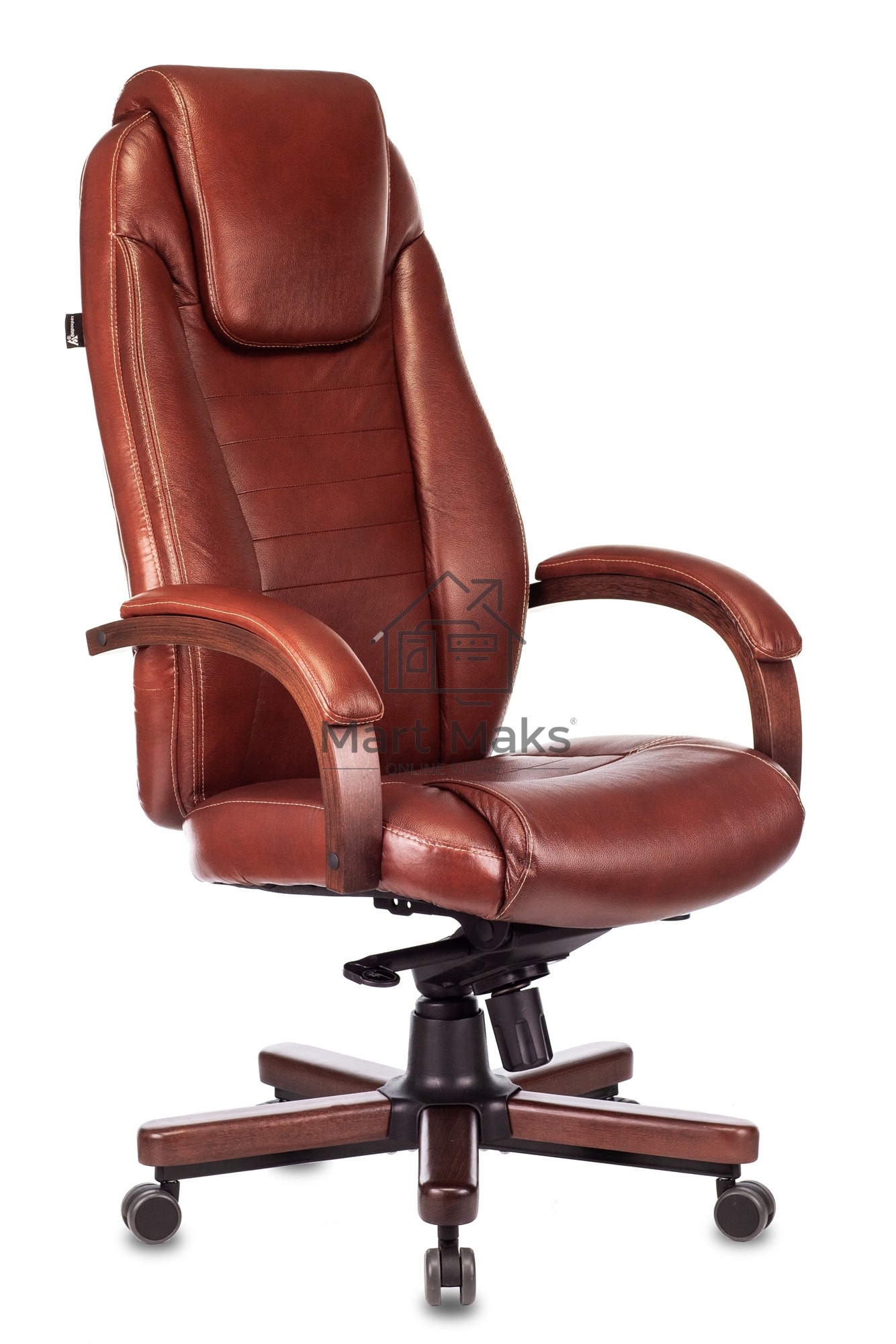 Кресло руководителя Бюрократ T-9923WALNUT светло-коричневый Leather Eichel, кожа, крестовина металл/дерево