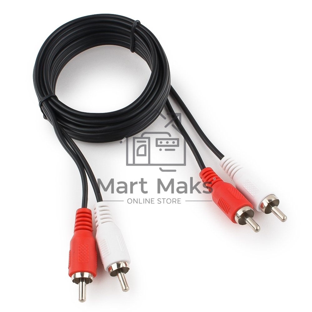 Кабель аудио Cablexpert CCA-2R2R-1.8M-N, 2xRCA/2xRCA, 1.8м, черный, пакет