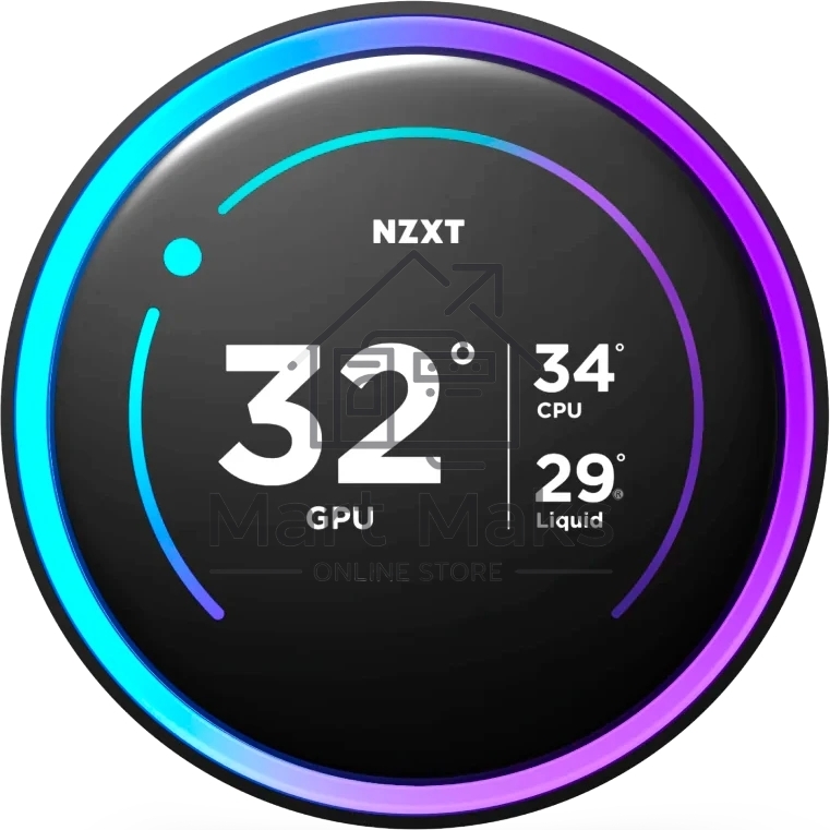 Система жидкостного охлаждения для ПК/ Water Cooling System NZXT Kraken Elite 280 RGb (250W, 280мм, LED temp., Black/ Fans: 2x140мм, 98.61CFM, 34.5dBA, 2000RPM/ Pump height 65mm, 2800RPM, Rad thickness 27mm/ S: 1851, 1700, 1200, 115X, AM5, AM4)