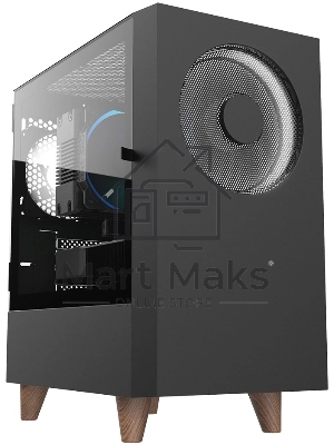 Корпус WIZMAX EM1 Woofer, mATX, mITX черный, Mini-Tower, без БП, TG, 1x160мм + 1x120мм LED, 1xUSB-A 3.0 + 2xUSB-A 2.0