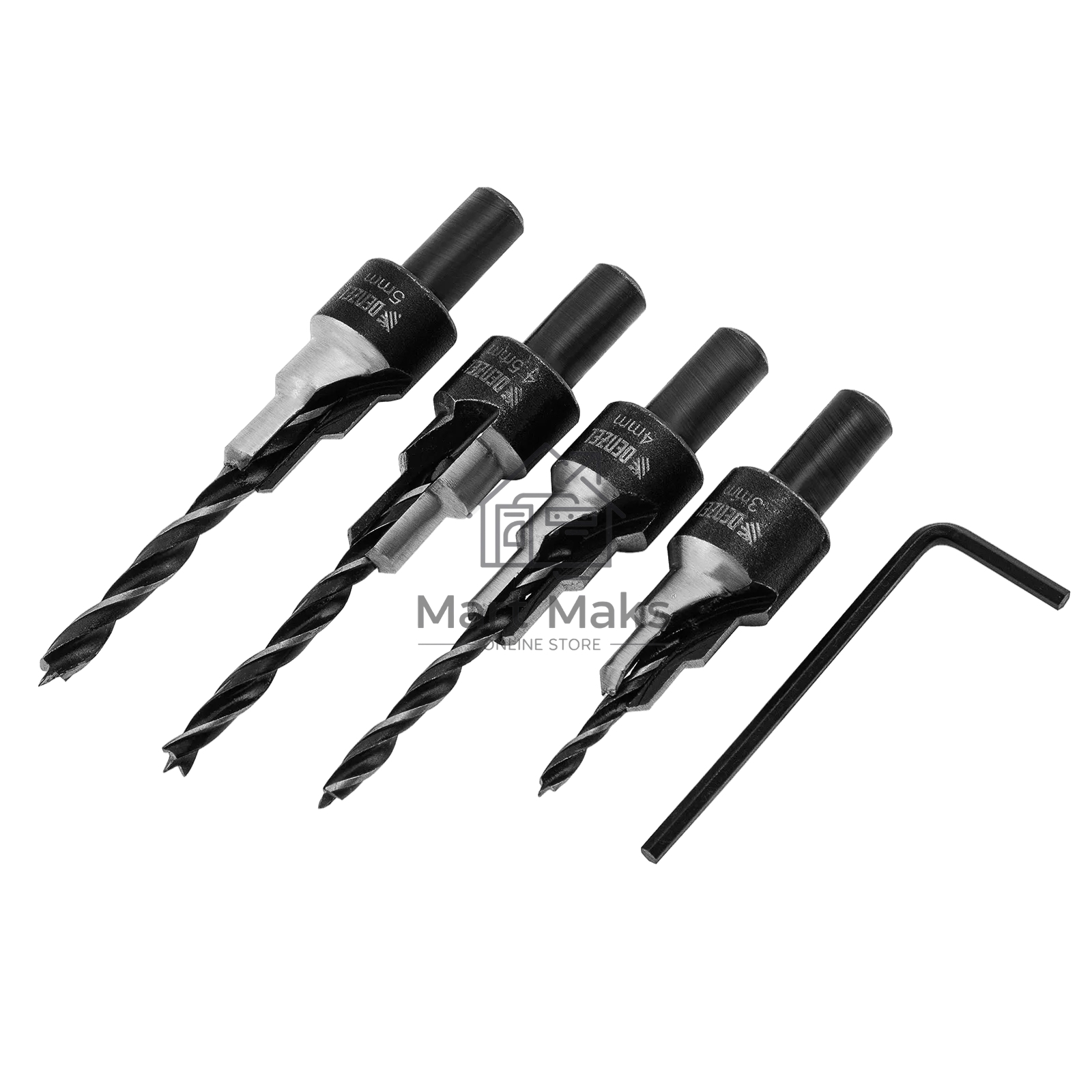 Набор сверл под конфирмат Denzel 3-5 мм, 4 шт