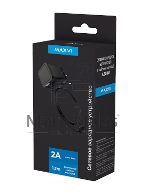 Сетевое зарядное устройство Maxvi A200M MicroUSB 2А 10W, 1.2м, черный