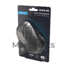 Мышь беспроводная Maxvi MWS-03 черный, 4 кнопки, 1600 dpi