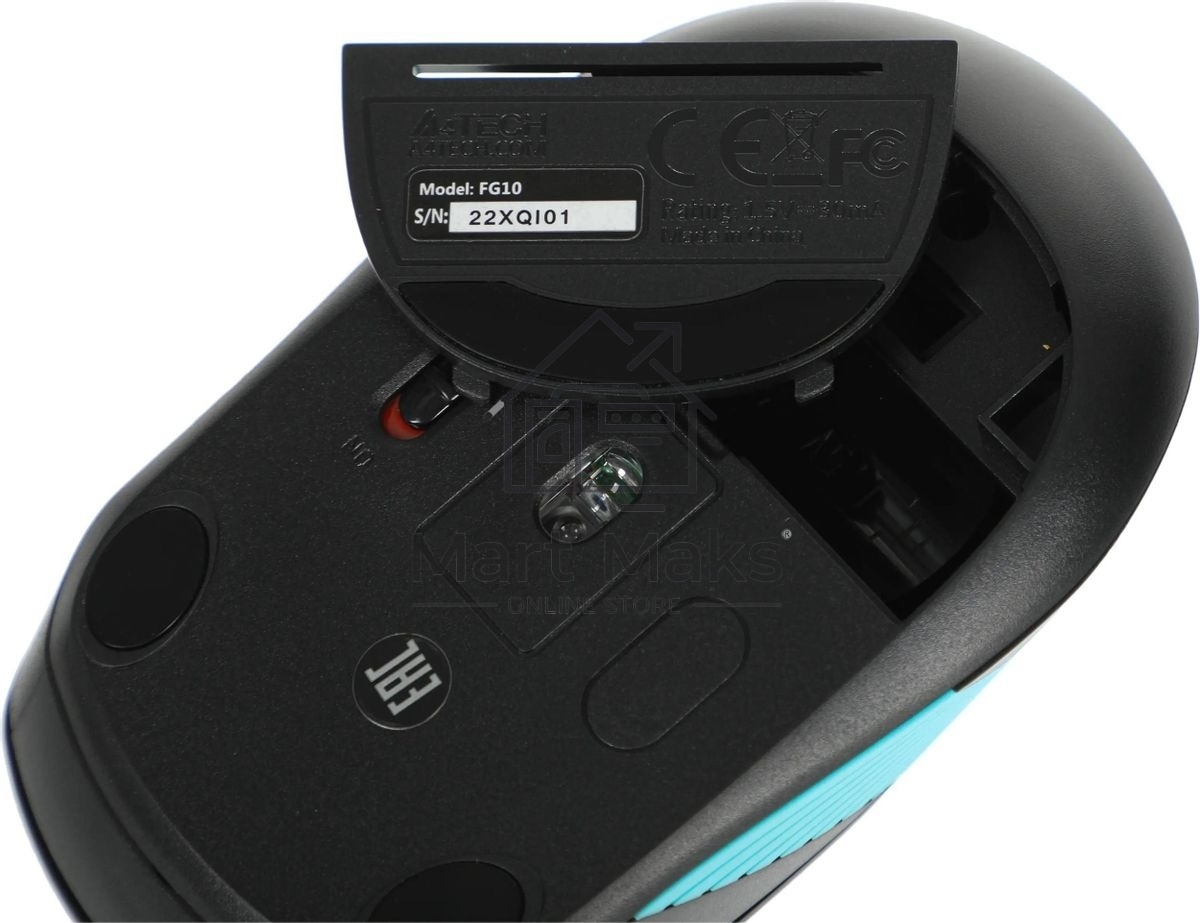 Мышь беспроводная A4Tech Fstyler FG10 черный/синий, 2000 dpi, радиоканал, USB, кнопки - 4