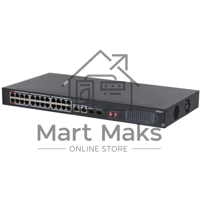 Коммутатор Dahua DH-S3228-24GT-240, 24×1 Гбит/с PoE+ + 2×1 Гбит/с + 2×1 Гбит/с SFP, неуправляемый