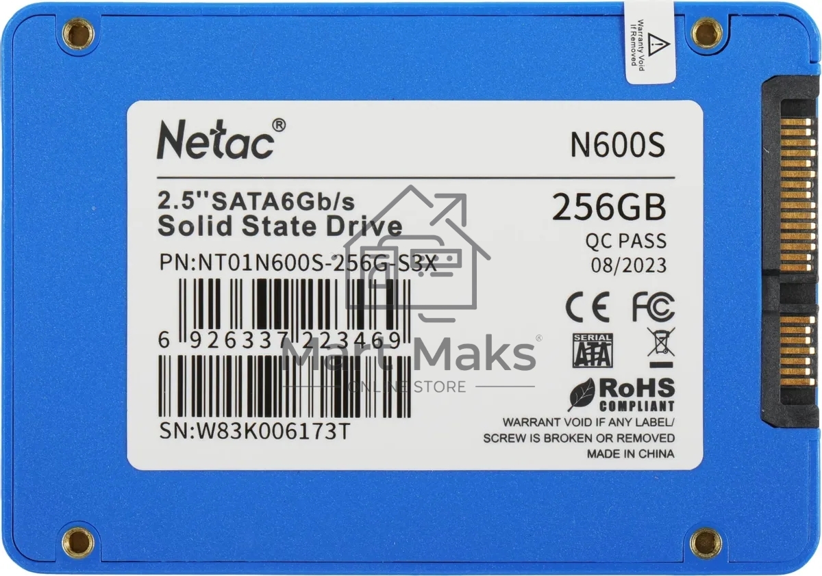 Накопитель SSD Netac N600S, 256GB, SATA III, 2.5