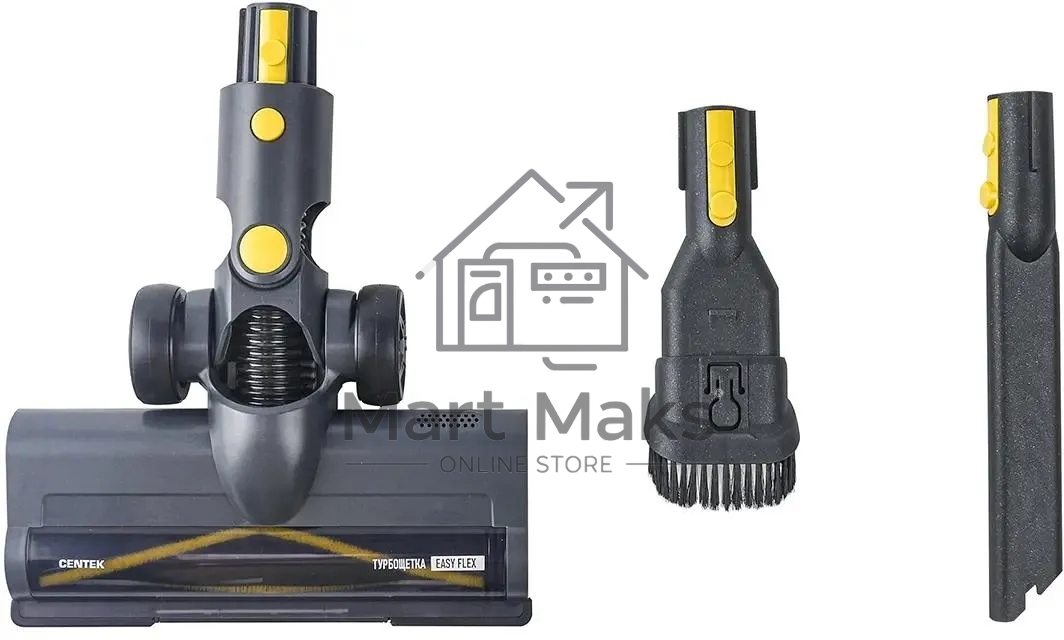 Пылесос вертикальный Centek CT-2573 черный/желтый, питание от аккумулятора, 215 Вт, уборка сухая, пылесборник 0.8 л, работа от АКБ max 45 мин
