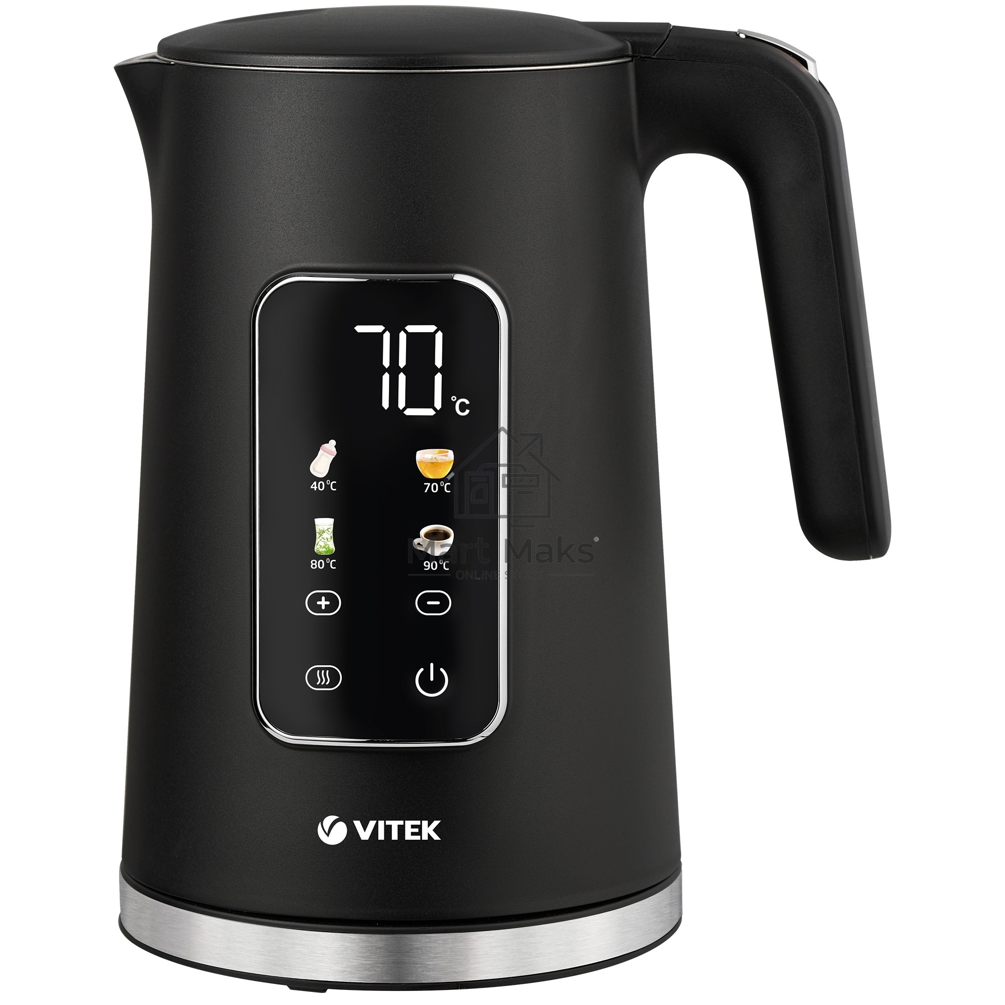 Чайник электрический Vitek VT-1162, 1.7л, 2200Вт, черный, корпус: металл/пластик