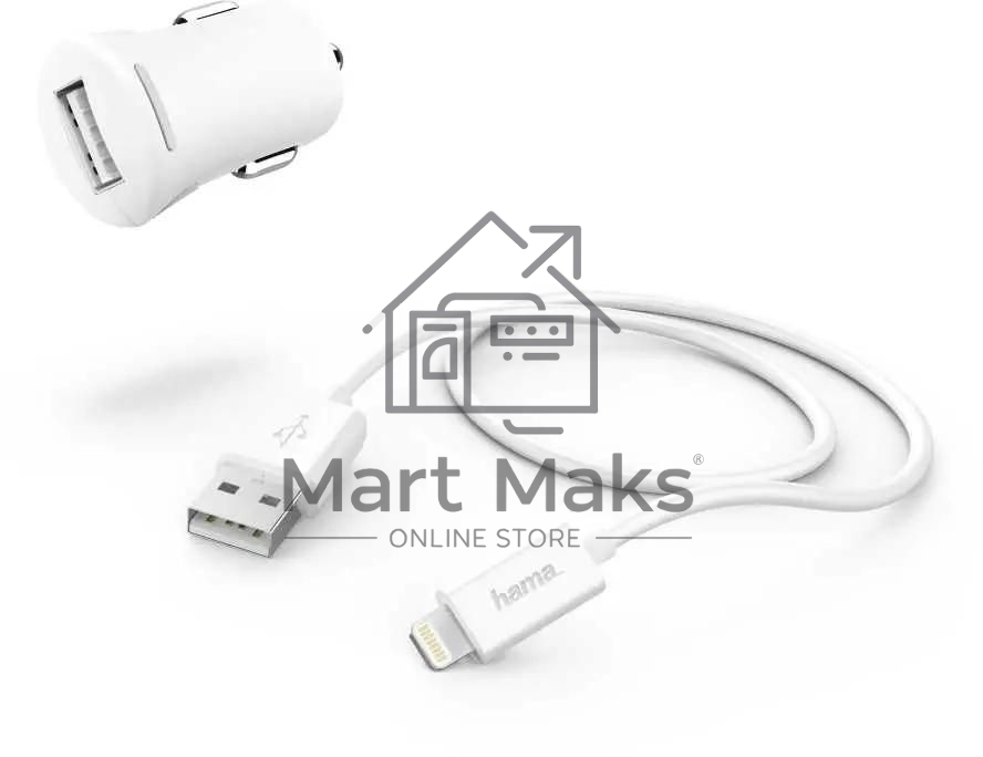 Комплект зарядное устройство Hama H-183266 2.4A для Apple кабель Apple Lightning белый