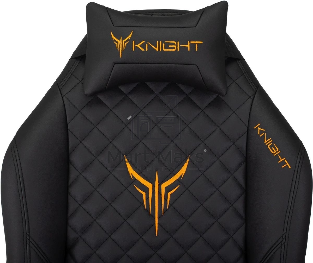 Кресло игровое Knight RAMPART черный, ромбик, эко.кожа, с подголов. крестовина металл