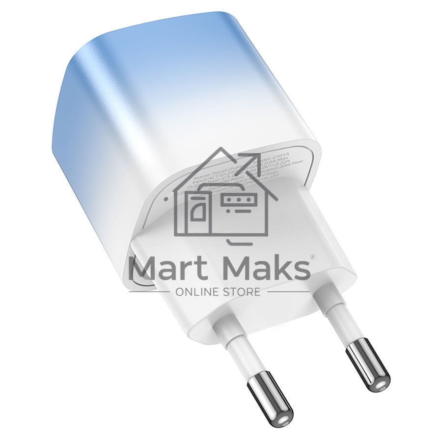 Сетевое зарядное устройство HOCO (6931474769374) C101A 1Type-C PD 20W быстрая зарядка, Blue ice