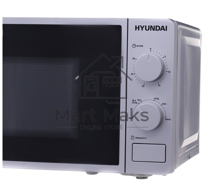 Микроволновая печь Hyundai HYM-M2001 серебристый/черный, 20 л, 700 Вт, переключатели - поворотный механизм