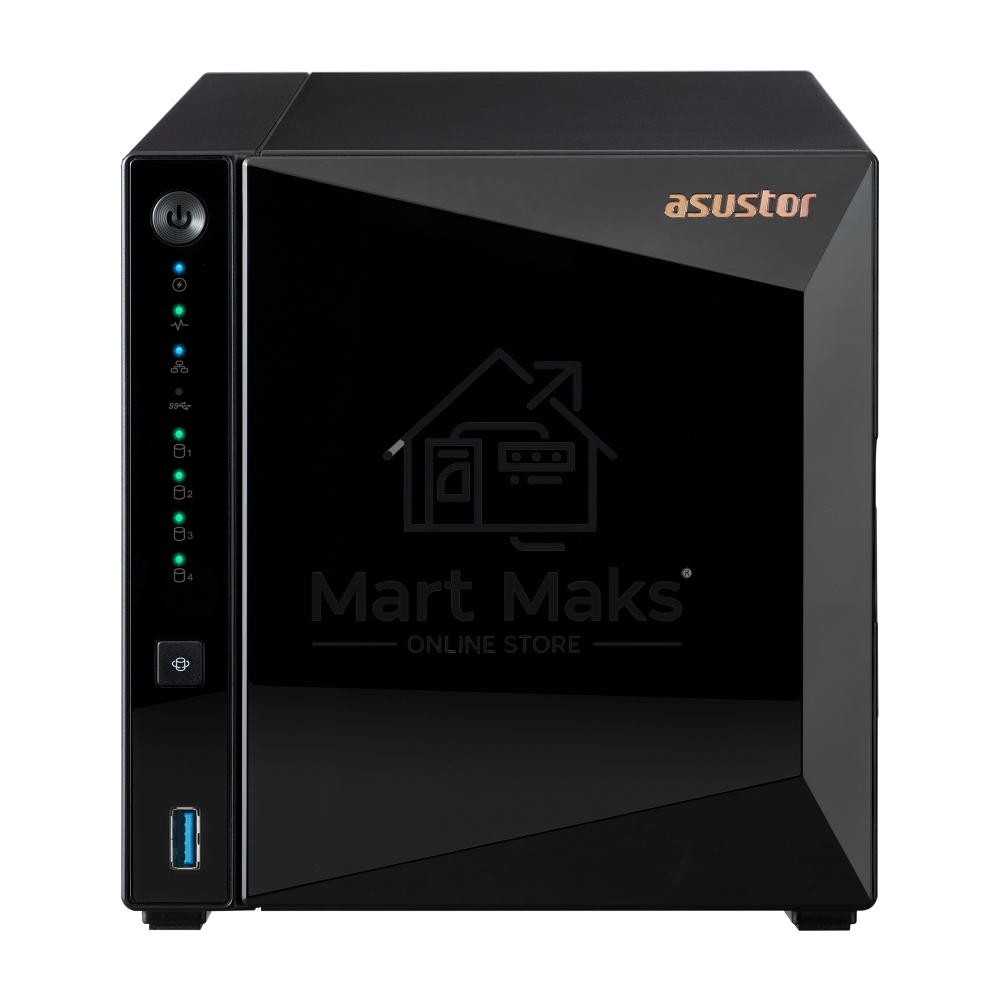 Сетевое хранилище ASUSTOR AS3304T 4-Bay NAS/MPl/Cel 1.4GHz Quad Core/2GBDDR4/noHDD,LFF(HDD,SSD),/1x1GbE(LAN)/3xUSB3.2; 90IX01L0-BW3S00
