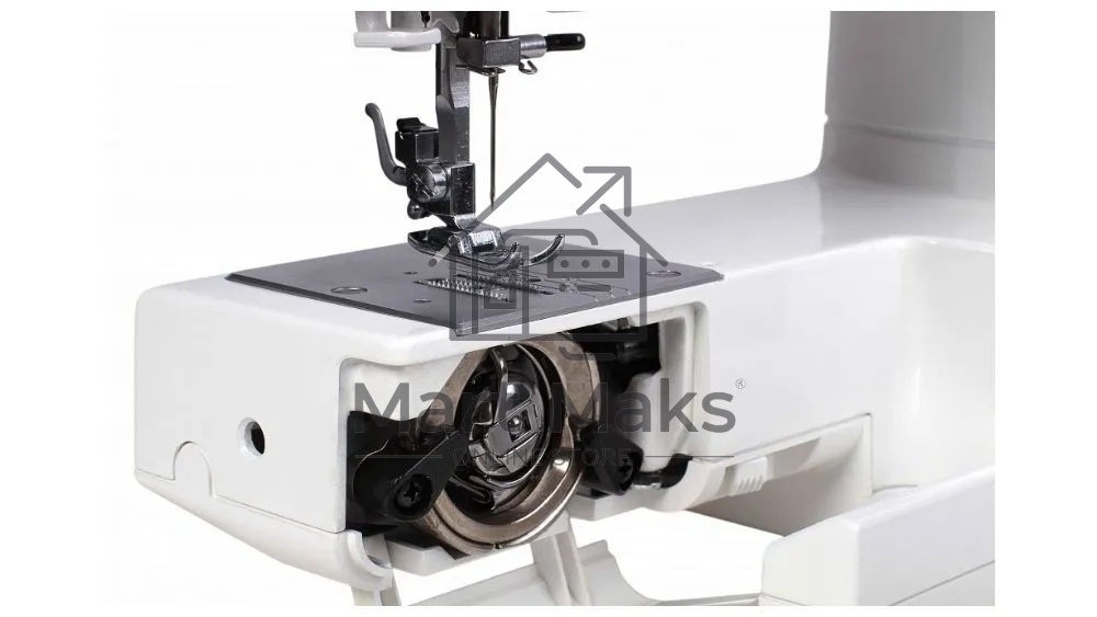 Швейная машина Janome 415 15 операций, вертикальный качающийся челнок, полуавтоматическое выполнение петли, автоматический нитевдеватель, регулировка длины стежка до 4 мм, ширины зигзага до 5 мм, регулятор натяжения верхней нити, рычаг обратного хода, лег
