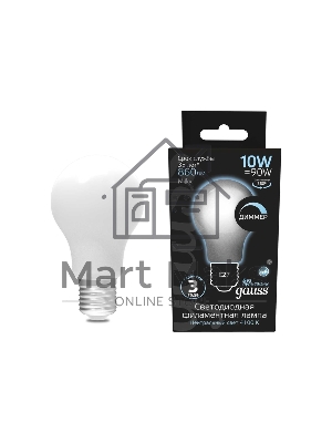 Лампа светодиодная Gauss Filament A60 E27 10Вт 4100К OPAL диммир