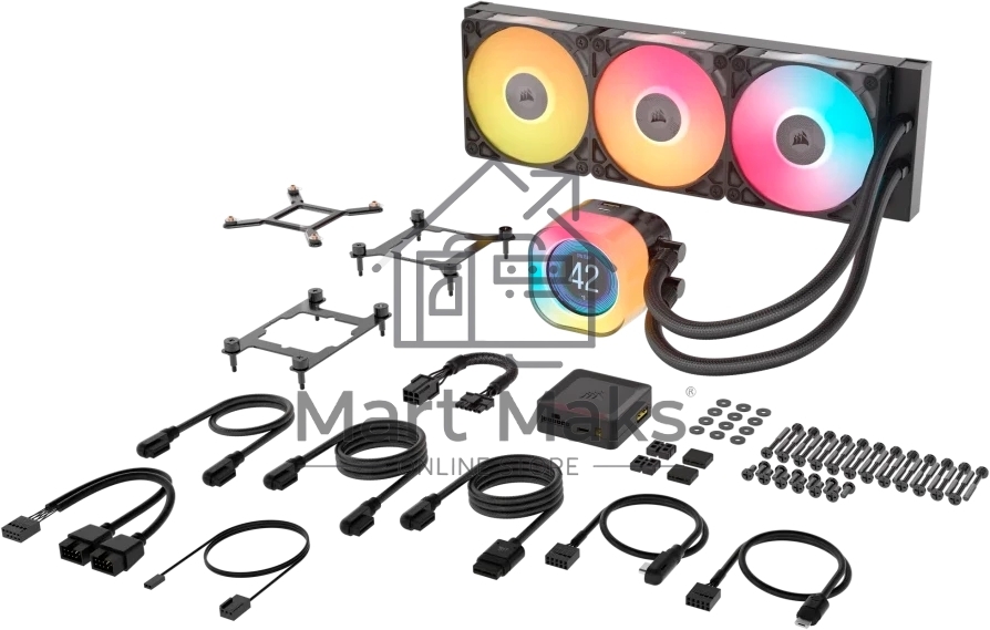 Система жидкостного охлаждения Corsair iCUE LINK TITAN 360 RX LCD (360мм, черный, RGb/ Fans: 3x120мм, 73.5CFM, 36dBA, 2100RPM/ S: 1851, 1700, AM5, AM4)