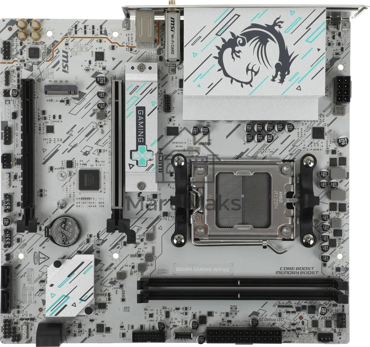 Материнская плата MSI B840M GAMING WIFI6E, AM5, AMD B840, 2xDDR5, 4xSATA, 2xM.2, 1xPCIe 4.0 x16, 1xPCIe 3.0 x4, 1xDP, 1xHDMI, 1x2.5Gb LAN, Wi-Fi 6E, Bluetooth 5.3, 4xUSB-A 5Gbps, 2xUSB-A 2.0, 2x3.5 мм, 7.1, mATX