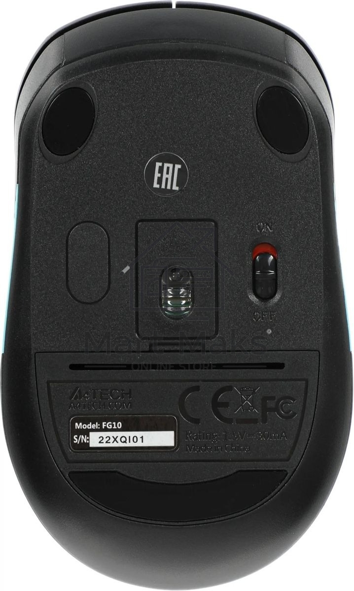 Мышь беспроводная A4Tech Fstyler FG10 черный/синий, 2000 dpi, радиоканал, USB, кнопки - 4