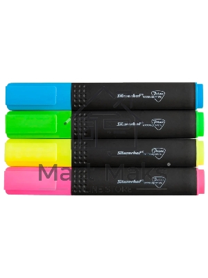 Набор текстовыделителей Silwerhof Prime+, скошенный пишущий наконечник, 1-4мм, 4 цвета, ассорти/голубой пакет с европодвесом (4шт.)