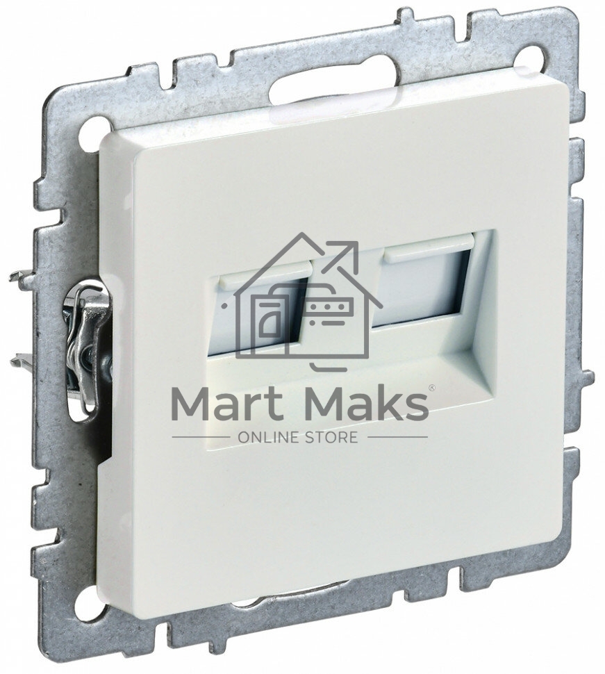 Розетка компьютерная двойная IEK BRITE РК10-2-БрЖ кат.5E RJ45 жемчуг