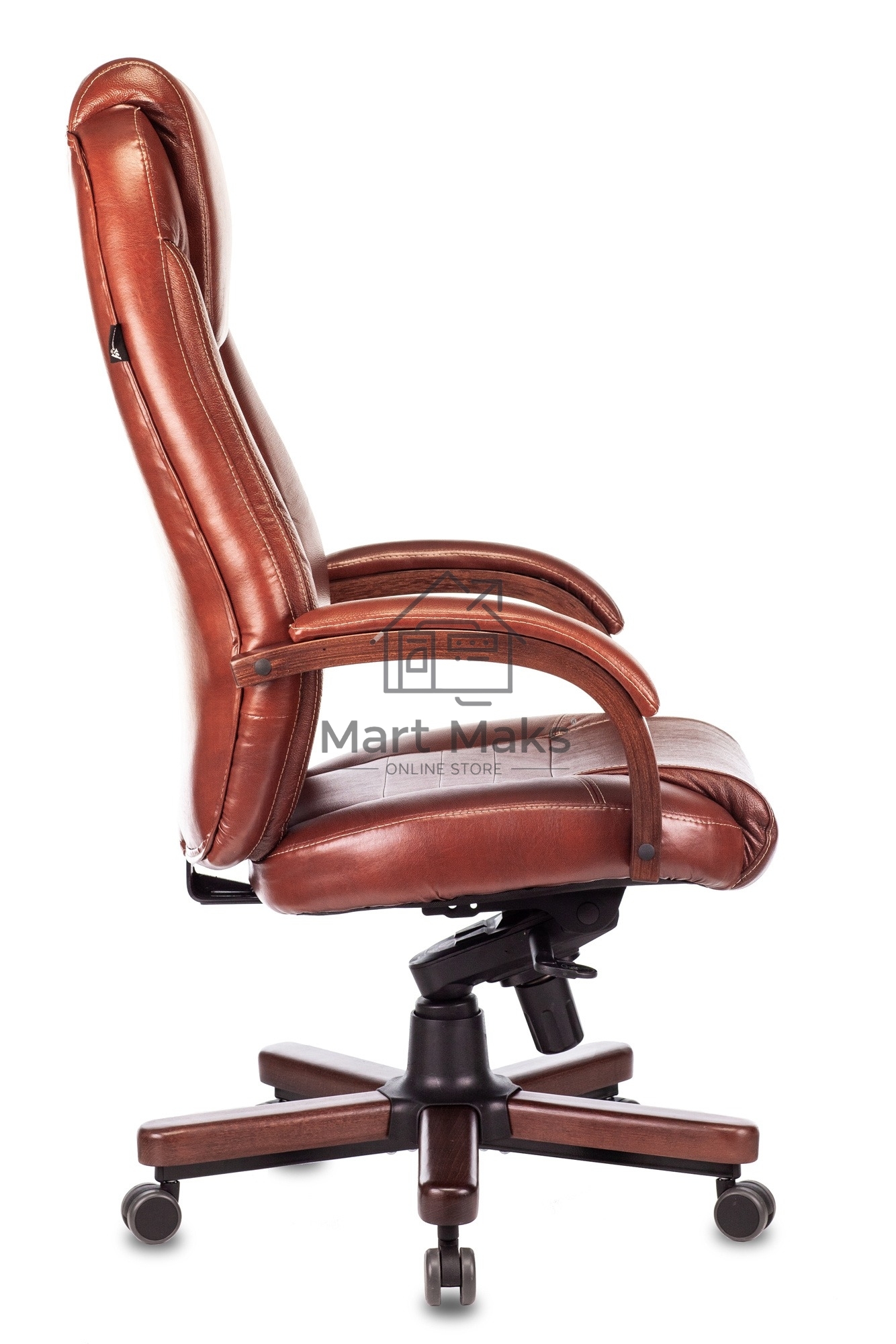 Кресло руководителя Бюрократ T-9923WALNUT светло-коричневый Leather Eichel, кожа, крестовина металл/дерево