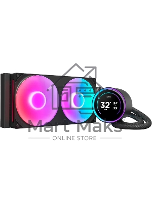 Система жидкостного охлаждения для ПК/ Water Cooling System NZXT Kraken Elite 280 RGb (250W, 280мм, LED temp., Black/ Fans: 2x140мм, 98.61CFM, 34.5dBA, 2000RPM/ Pump height 65mm, 2800RPM, Rad thickness 27mm/ S: 1851, 1700, 1200, 115X, AM5, AM4)