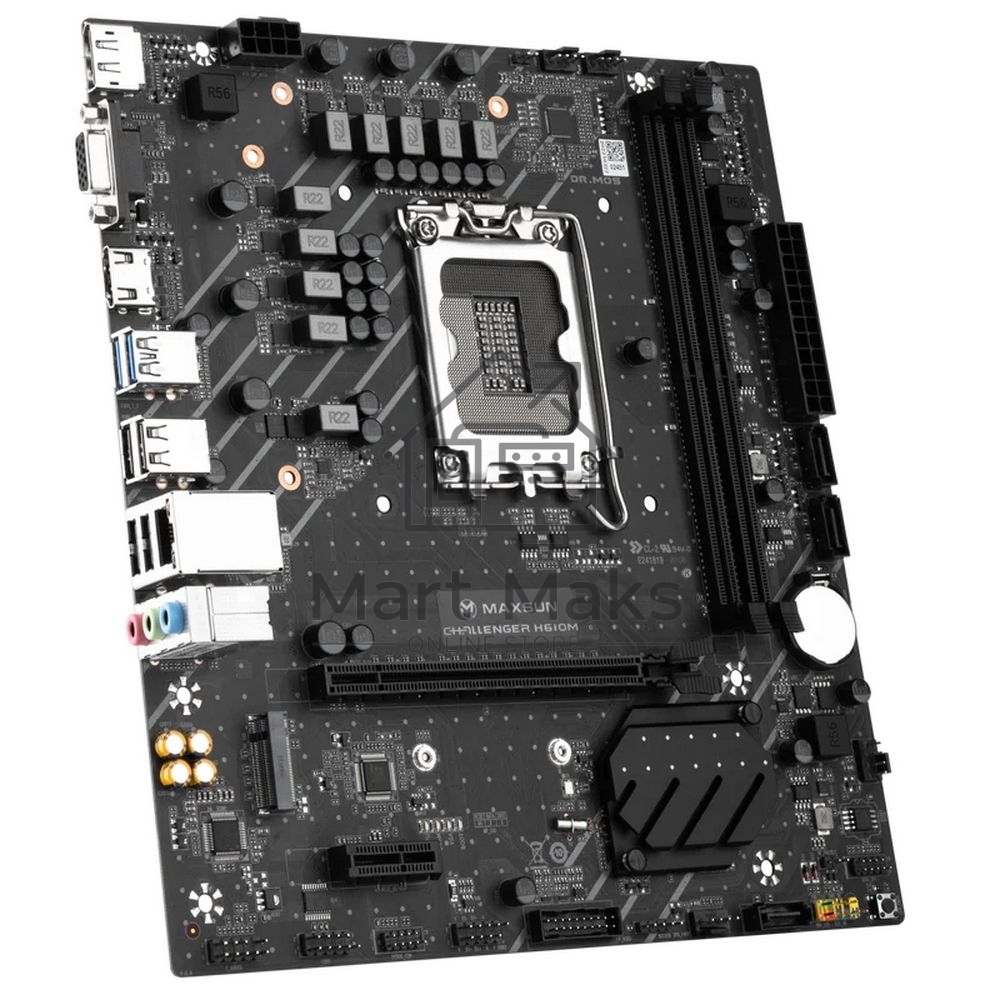 Материнская плата Maxsun Maxsun H610M, LGA 1700, Intel H610, 2xDDR4, 1xM.2, 3xSATA, 1xPCIe 4.0 x16, 1xPCIe x1, 1xHDMI, 1xDP, 1xVGA, 1x 1Gb LAN, 4xUSB 2.0, 2xUSB 3.2 Gen 1, 5.1, mATX