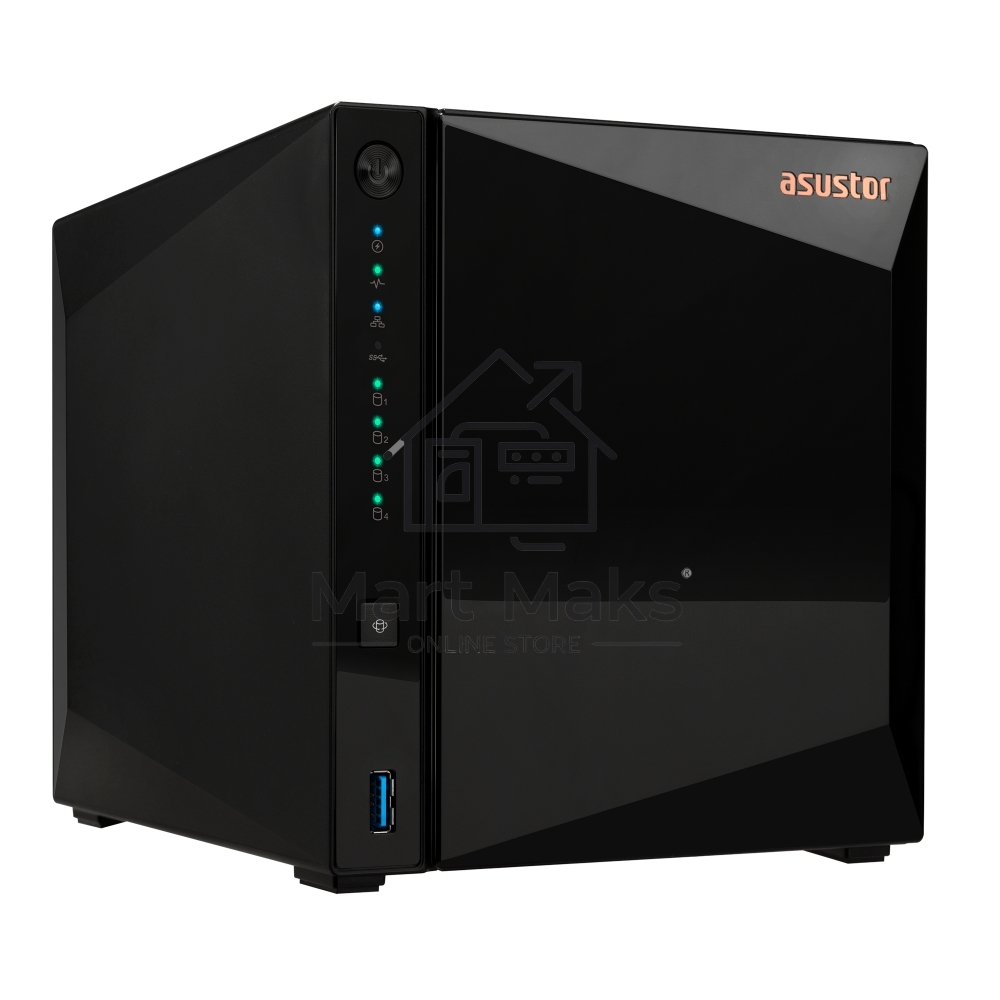 Сетевое хранилище ASUSTOR AS3304T 4-Bay NAS/MPl/Cel 1.4GHz Quad Core/2GBDDR4/noHDD,LFF(HDD,SSD),/1x1GbE(LAN)/3xUSB3.2; 90IX01L0-BW3S00
