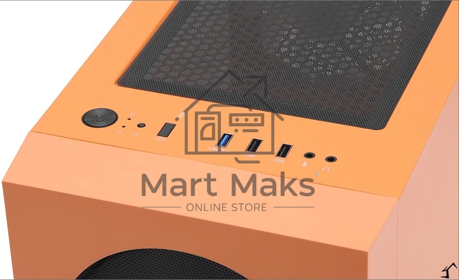 Компьютерный корпус WIZMAX EM1 Woofer, mATX, mITX оранжевый, Mini-Tower, без БП, TG, 1x160mm + 1x120mm LED, 1xUSB-A 3.0 + 2xUSB-A 2.0