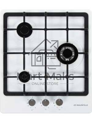 Газовая варочная панель Maunfeld EGHE.43.33CW/G, 3 конфорки, эмалированная сталь, белый