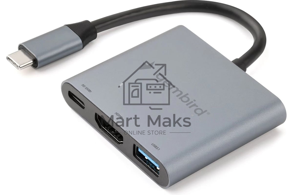 Док-станция Gembird UHB-D2, USB Type-C, USB Type-C PD100W, HDMI, USB Type-C