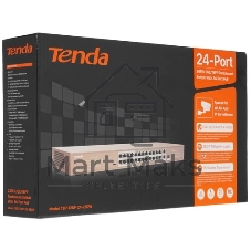 Коммутатор Tenda TEF1126P-24-250W, 24×100 Мбит/с PoE + 1×1 Гбит/с Uplink + 1×1 Гбит/с SFP (комбо), неуправляемый