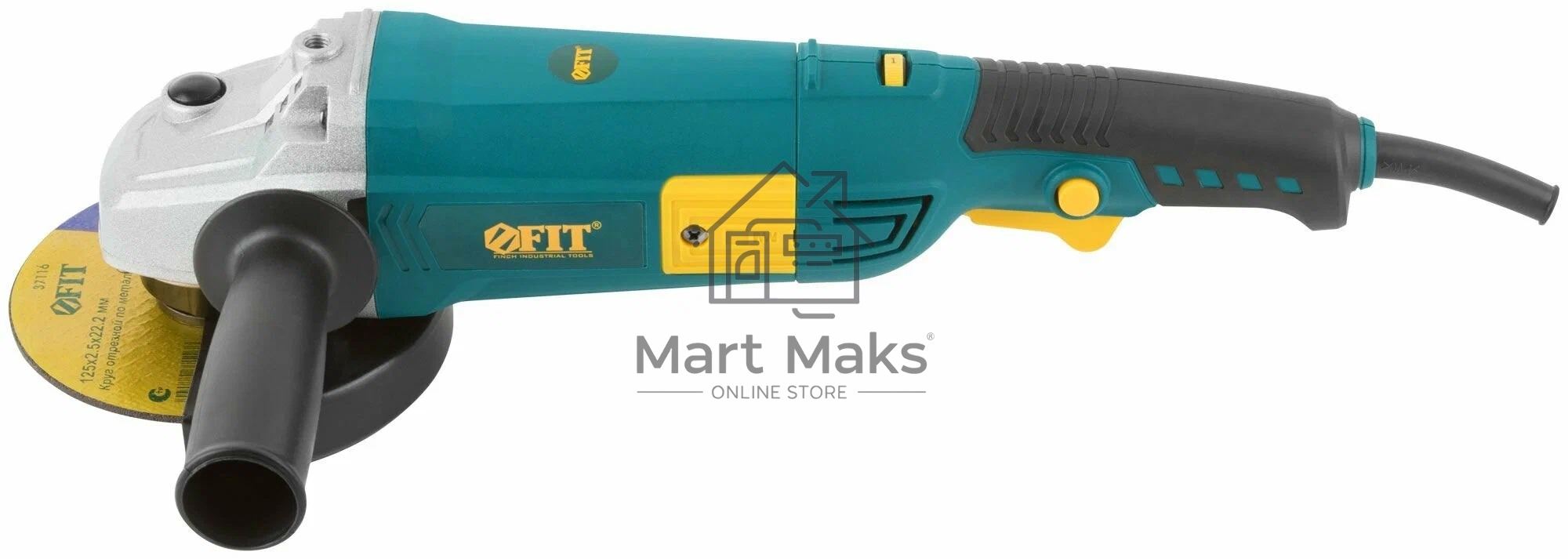 Углошлифовальная машина FIT AG-125/1100, 1100 Вт, 3000-11000 об/мин, КлК 125 мм, 2,3 кг, длинная, армир.ротор, б/с щеток, коробка