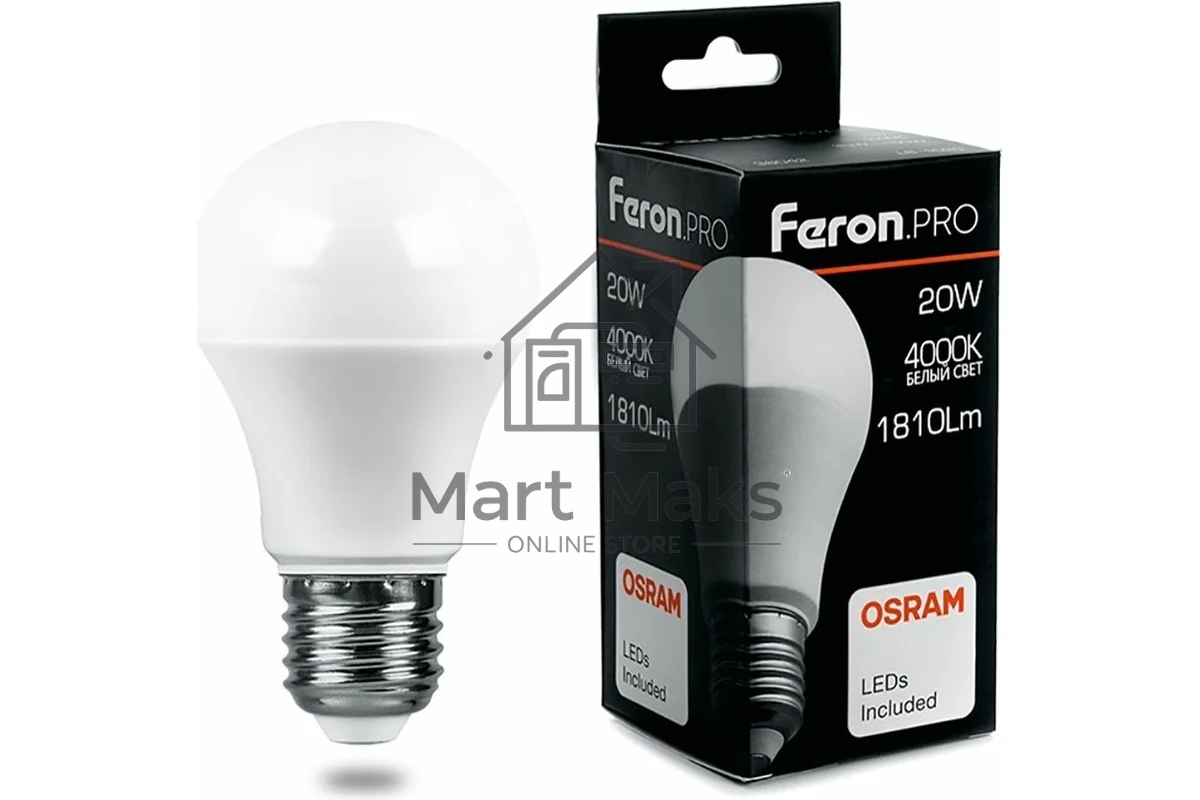 Лампа светодиодная FERON PRO LB-1020 (38042) шар E27 20W 4000K