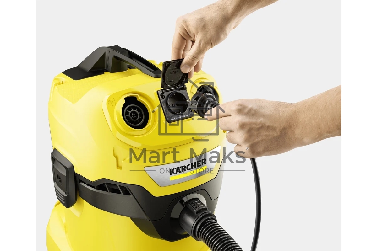 Строительный пылесос Karcher WD 4 P V-20/5/22 желтый, 1000 Вт, уборка сухая/сбор воды/выдув, пылесборник мешок/контейнер, 20 л