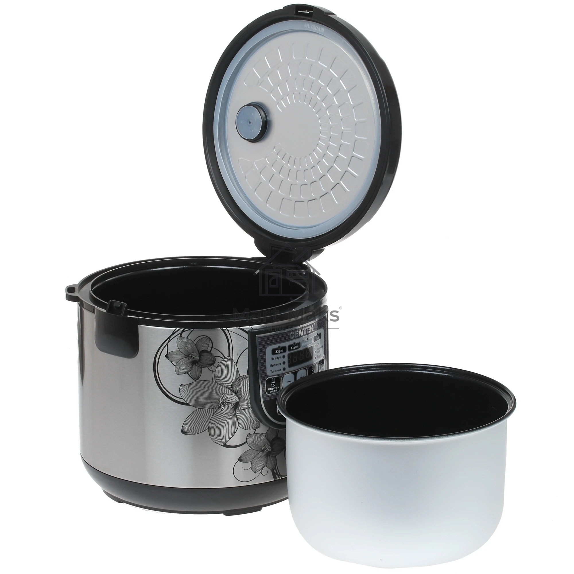 Мультиварка Centek CT-1498 Ceramic черный, сталь 700 Вт, 5.0л, КЕРАМИЧЕСКОЕ ПОКРЫТИЕ ЧАШИ, 10 пр-м.