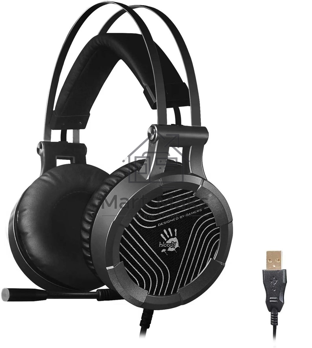 Гарнитура проводная с микрофоном A4Tech G530 черный/серый 1.8м мониторы оголовье