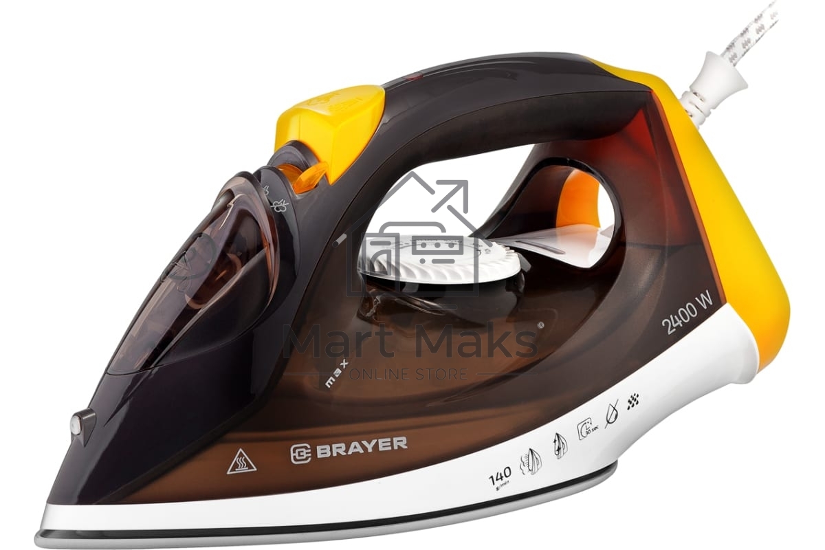 Утюг BRAYER, 2400 Вт, керамическое покрытие, пар 140 г/мин, антикапля, разбрызгивание, 330 мл, самоотчистка