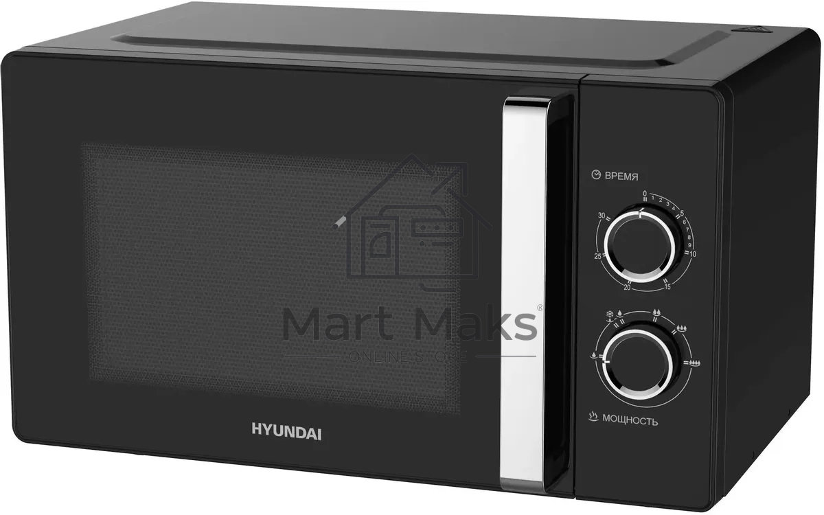 Микроволновая печь Hyundai HYM-M2012 черный/хром, 23 л, 800 Вт, переключатели - поворотный механизм