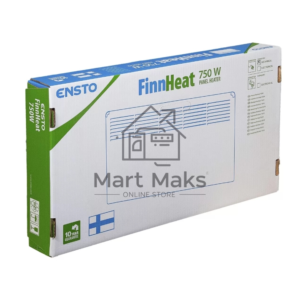 Конвектор ENSTO FinnHeat EPHBM07PR белый, 750 Вт, 12 м2, термостат