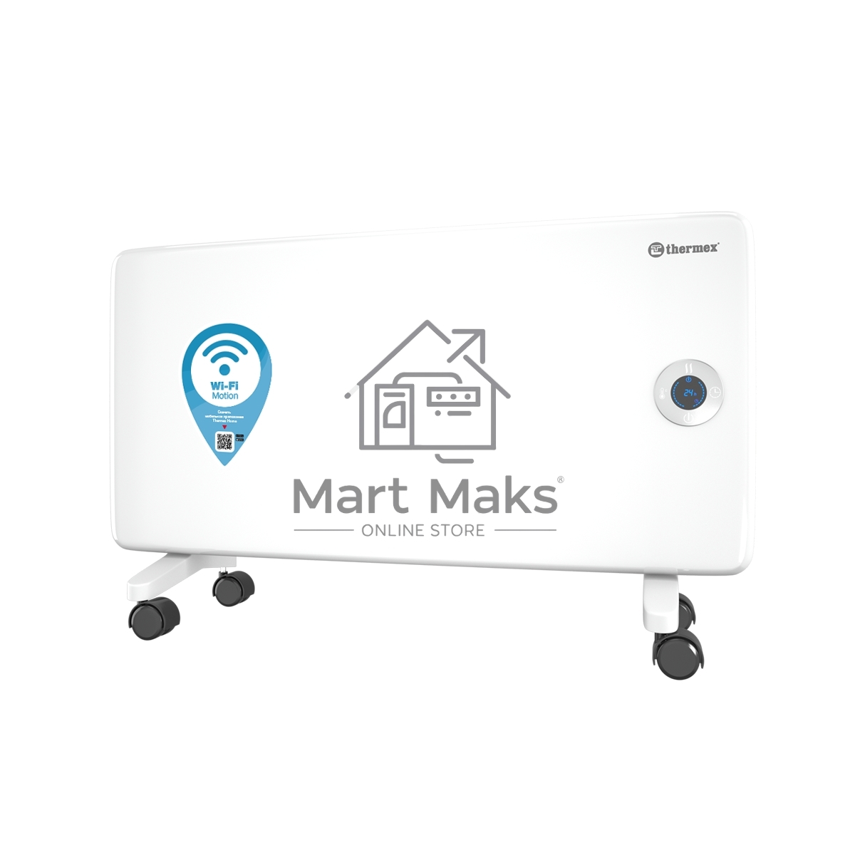 Конвектор Thermex Frame 1500E белый, 1500 Вт, 20 м2, термостат, дисплей, WiFi