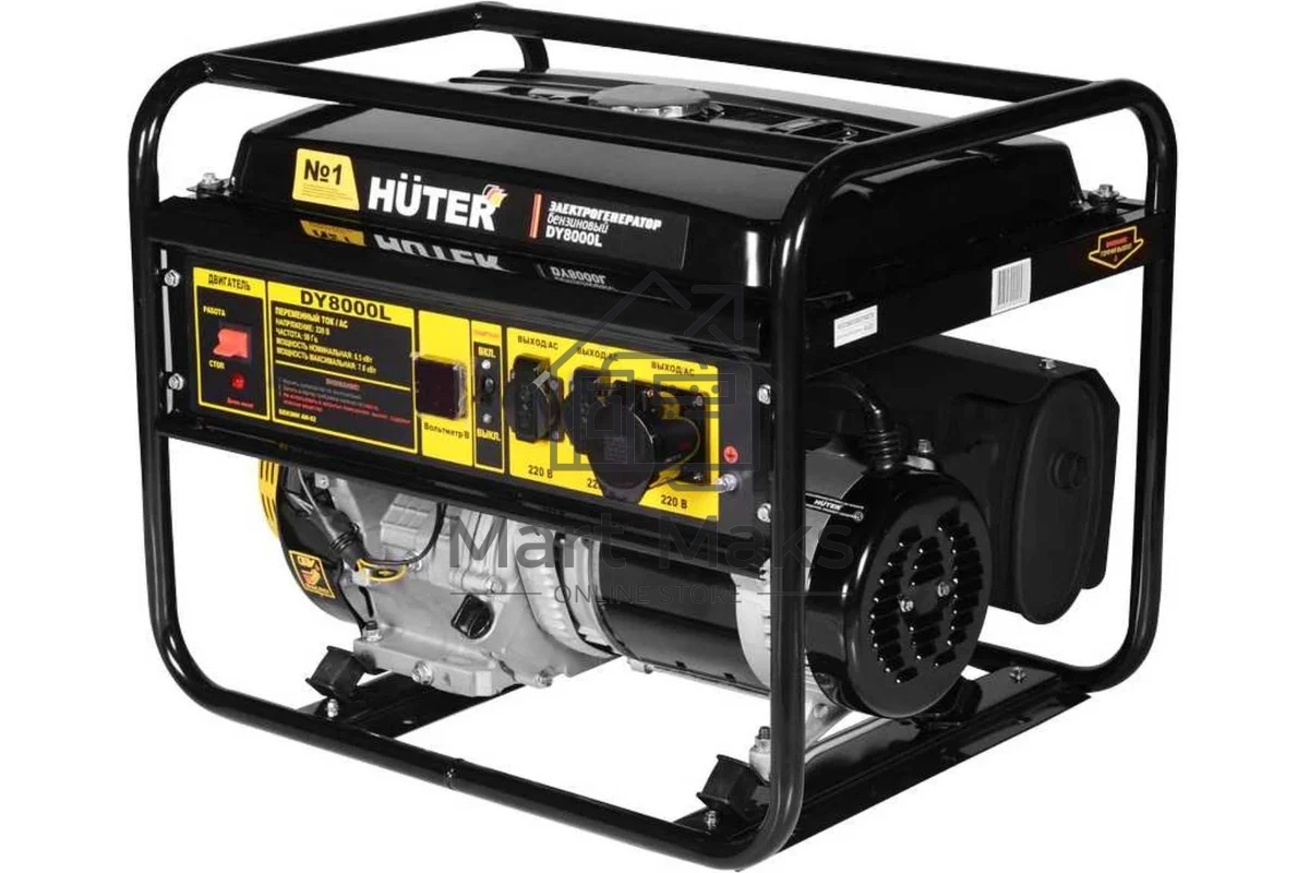 Электрогенератор бензиновый Huter DY8000L, 6.5 кВт, 91 дБ, 69.8 кг