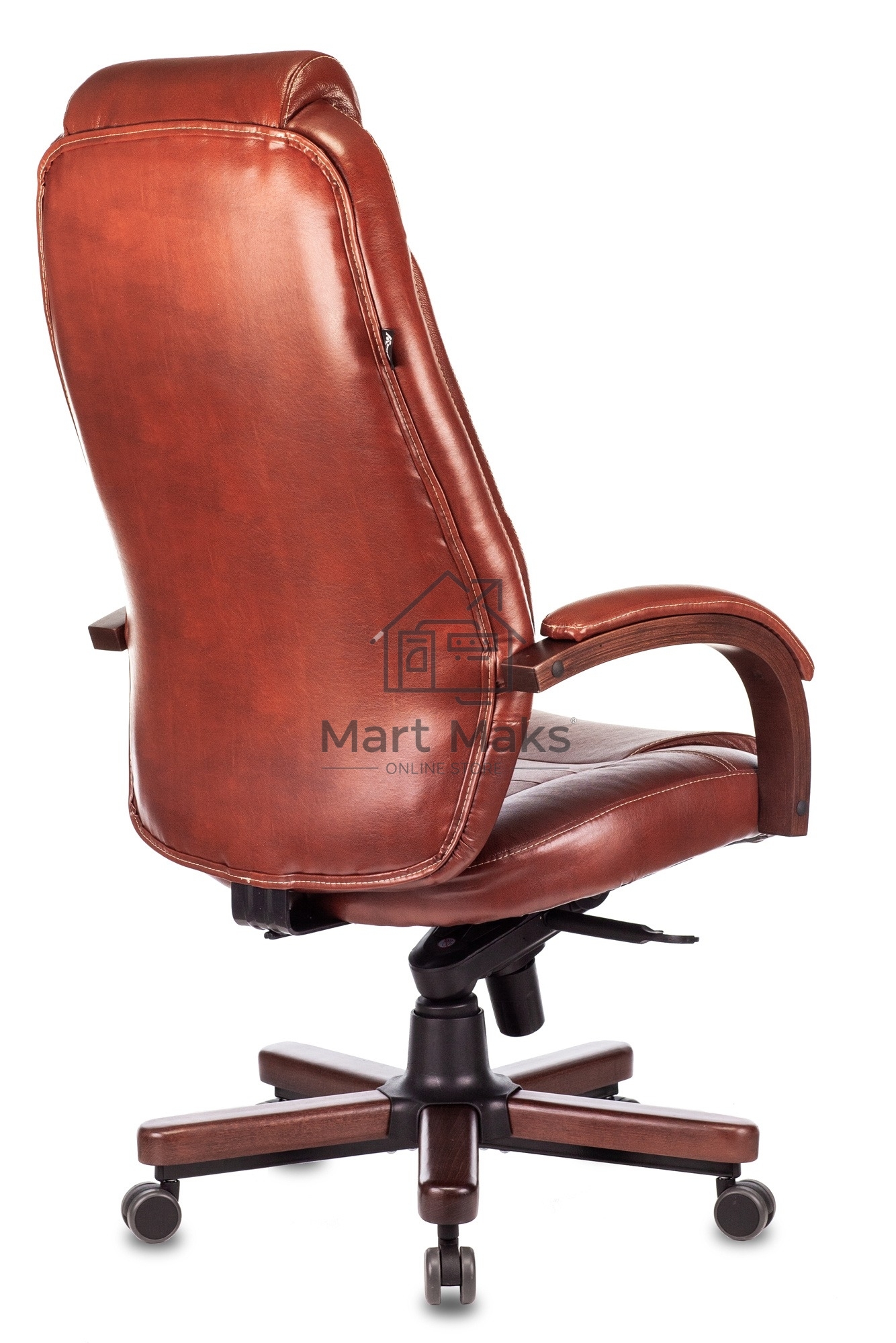 Кресло руководителя Бюрократ T-9923WALNUT светло-коричневый Leather Eichel, кожа, крестовина металл/дерево