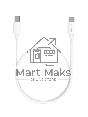 Кабель Maxvi MC-20 white Type-C - Type-C, 2A ток макс. нагрузки 2А, макс. напряжение 5V, длина кабеля 1м, материал PVC, белый
