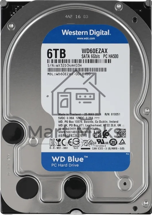 Жесткий диск Western Digital SATA 6Tb 6Gb/S 256MB BLUE WD60EZAX WDC