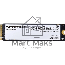 Накопитель SSD Patriot Viper VP4300 Lite, 500Gb, PCIe 4.0 x4, M.2 2280, NVMe, R/W 7000/4000, с радиатором