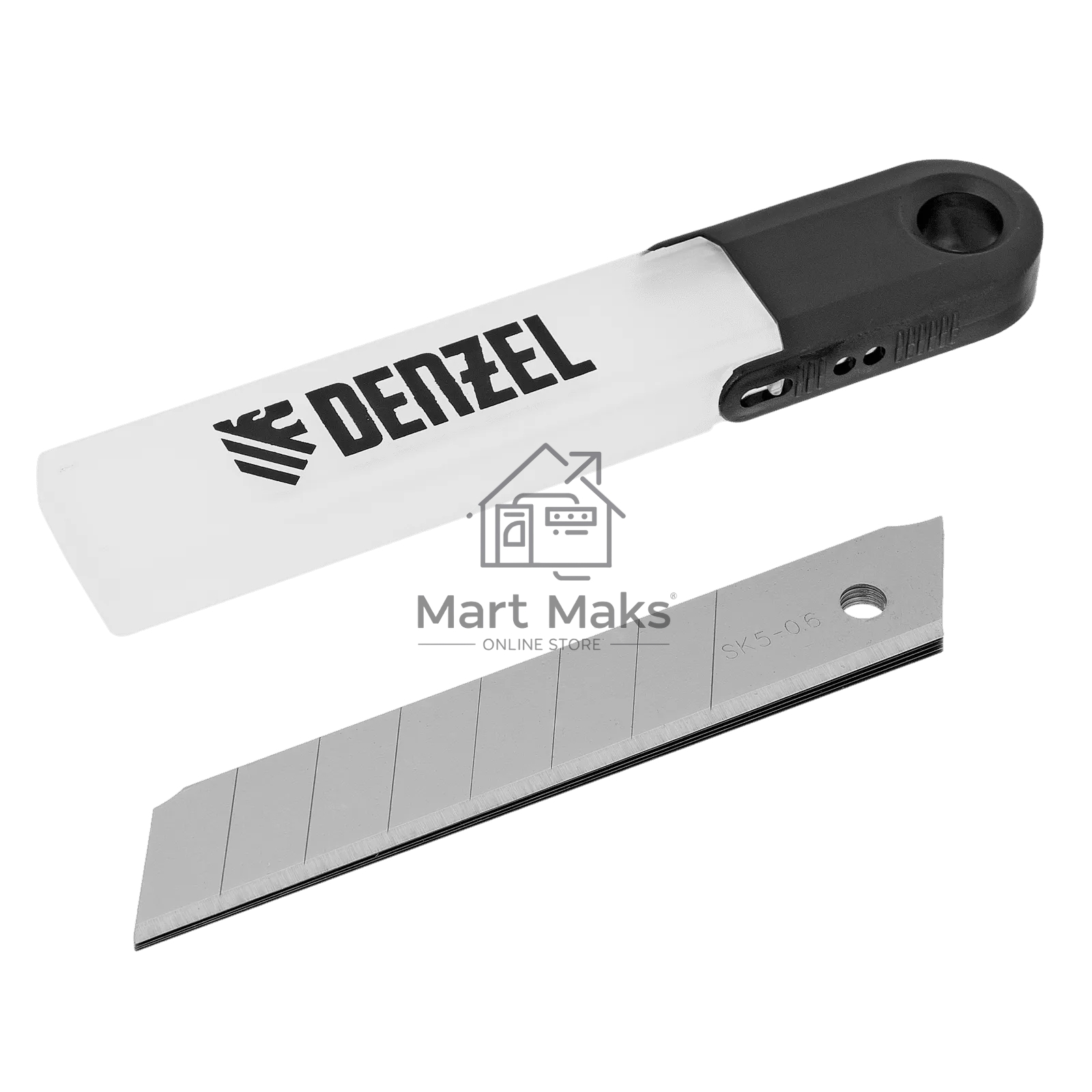 Лезвия Denzel 18 мм, сталь SK5 - 0,6 мм, усиленные, 5 штук